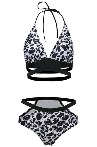 hvit leopard push up bikini