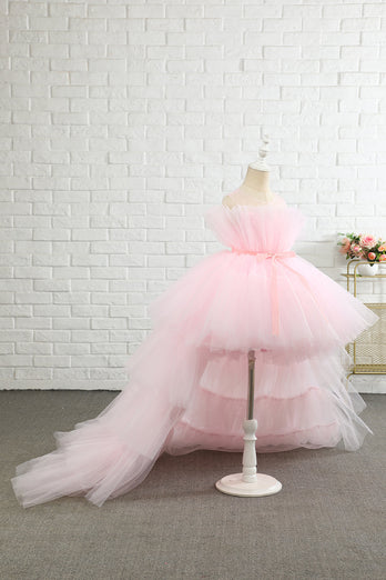 rosa høy lav blomst jente kjole