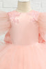 Load image into Gallery viewer, rosa høy-lav tyll blomst jente kjole med bue