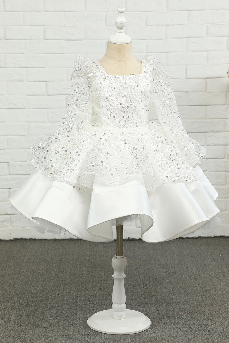 Load image into Gallery viewer, elfenben paljetter blomst jente kjole med bue