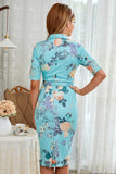 grønn floral bodycon 1960 kjole