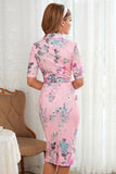 grønn floral bodycon 1960 kjole