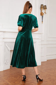 grønn fløyel fest kjole