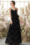 Black Star Printed Wrap Prom Dress