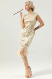 Golden Gatsby Glitter Fringe 1920-tallet Flapper Kjole