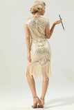 Svart Gatsby Glitter Fringe 1920-tallet Flapper Kjole