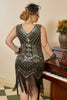 Load image into Gallery viewer, svart 1920s pluss størrelse beaded paljetter flapper kjole