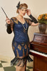 Load image into Gallery viewer, blå frynser paljett pluss størrelse 1920-tallet kjole