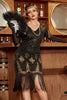 Load image into Gallery viewer, svart og gull paljetter 1920-tallet Flapper kjole