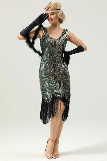 svart ermeløs 1920 kjole