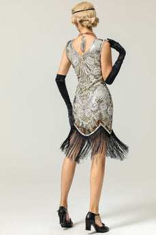 Sølv 1920 Fringe paljetter kjole