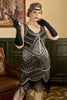 Load image into Gallery viewer, svart paljetter frynser pluss størrelse 1920-tallet flapper kjole