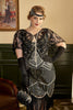 Load image into Gallery viewer, svart paljetter frynser pluss størrelse 1920-tallet flapper kjole