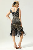 Red and Black Deep V Neck Flapper 1920 Dress