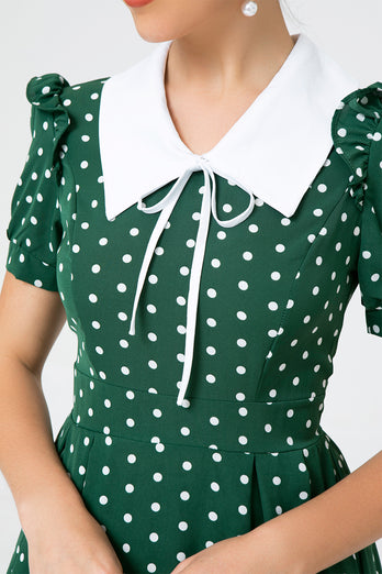 retro stil polka prikker grønn swing kjole