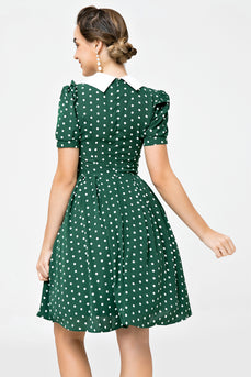 retro stil polka prikker grønn swing kjole