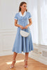 Load image into Gallery viewer, blå 1950-tallet swing kjole med lommer