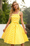 Gul Polka Dots 1950-tallet Sundress