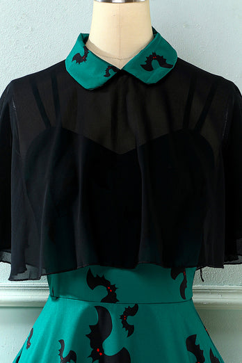 gotisk stil halloween sjal kappe flaggermus print kjole