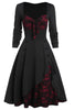Load image into Gallery viewer, svart og burgunder vintage halloween kjole