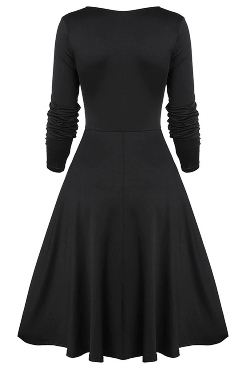 Load image into Gallery viewer, svart og burgunder vintage halloween kjole