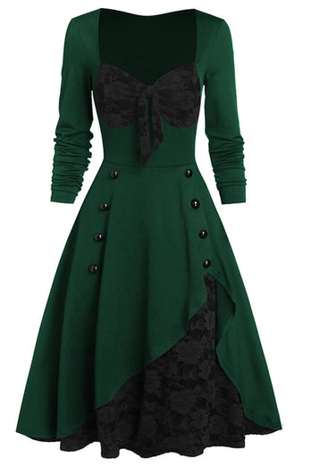 svart og burgunder vintage halloween kjole