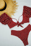 puff erme polka dot v-hals bikini