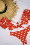 puff erme polka dot v-hals bikini