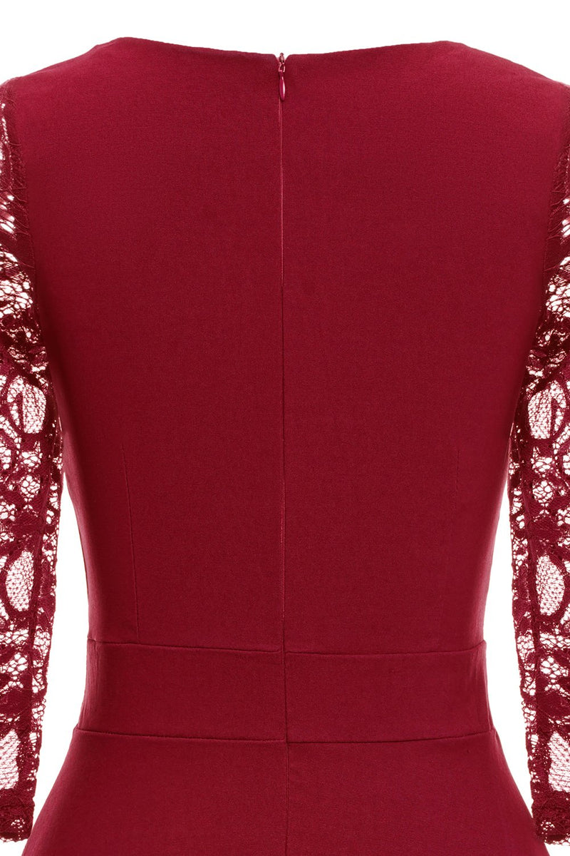 Load image into Gallery viewer, burgunder blonder kjole med lange ermer