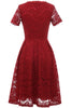 Load image into Gallery viewer, rødme korte ermer blonder kjole