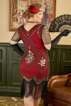 plus størrelse 1920-tallet Gatsby paljett frynset Paisley Flapper kjole