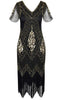 Load image into Gallery viewer, v nakke svart 1920-tallet flapper kjole