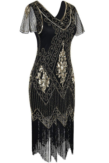 v nakke svart 1920-tallet flapper kjole