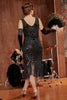 Load image into Gallery viewer, Svart V-hals Fringe Paljetter Gatsby 1920-tallet Flapper Kjole
