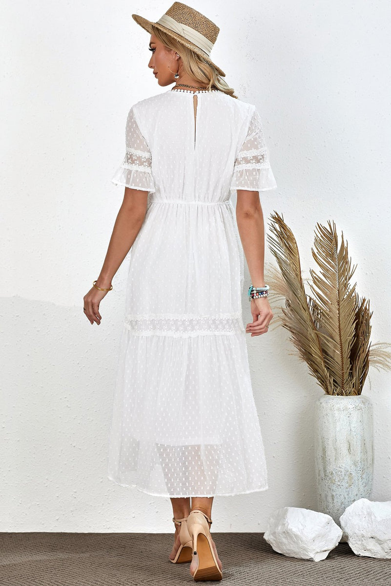 Load image into Gallery viewer, hvit blonder boho sommer kjole