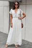 Load image into Gallery viewer, v-hals lang hvit blonder kjole