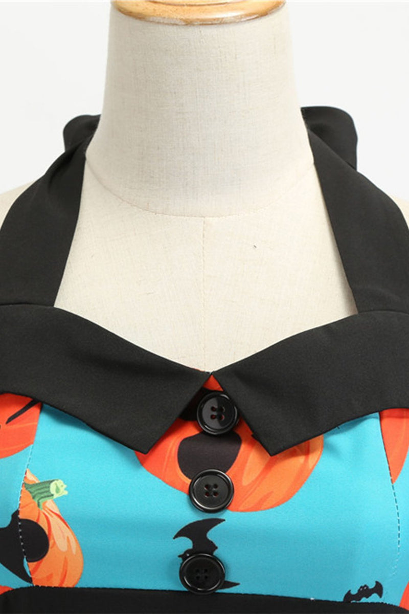 Load image into Gallery viewer, oransje grime halloween vintage kjole