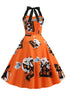 Load image into Gallery viewer, oransje grime halloween vintage kjole