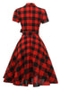 Load image into Gallery viewer, rød rutete korte ermer vintage kjole