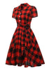 Load image into Gallery viewer, rød rutete korte ermer vintage kjole