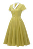 Load image into Gallery viewer, v nakke sitron gul vintage kjole med korte ermer