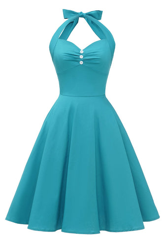 grime blå vintage kjole med bowknot