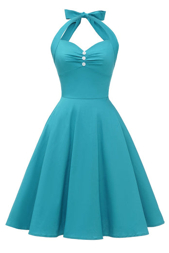 grime blå vintage kjole med bowknot