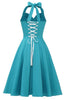 Load image into Gallery viewer, grime blå vintage kjole med bowknot