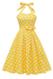 Halter Blå Polka Prikker 1950-tallet Kjole