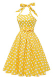 Halter Blå Polka Prikker 1950-tallet Kjole