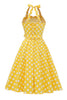 Load image into Gallery viewer, gul polka prikker pin opp vintage kjole