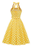 Halter Blå Polka Prikker 1950-tallet Kjole