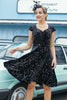 Load image into Gallery viewer, marineblå pluss størrelse vintage swing kjole