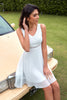 Load image into Gallery viewer, hvit kort blonder chiffon eksamen kjole